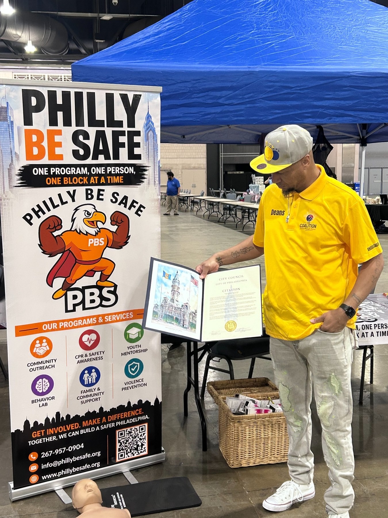 Philly Be Safe displaying a City Council recognition beside its community preparedness banner